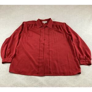 VTG Impressions of California Size 40 Red Black Diamond Pattern Button Up Blouse